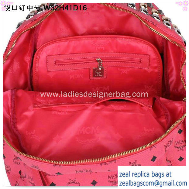 High Quality Replica MCM Medium Top Studs Backpack MC4232 Red